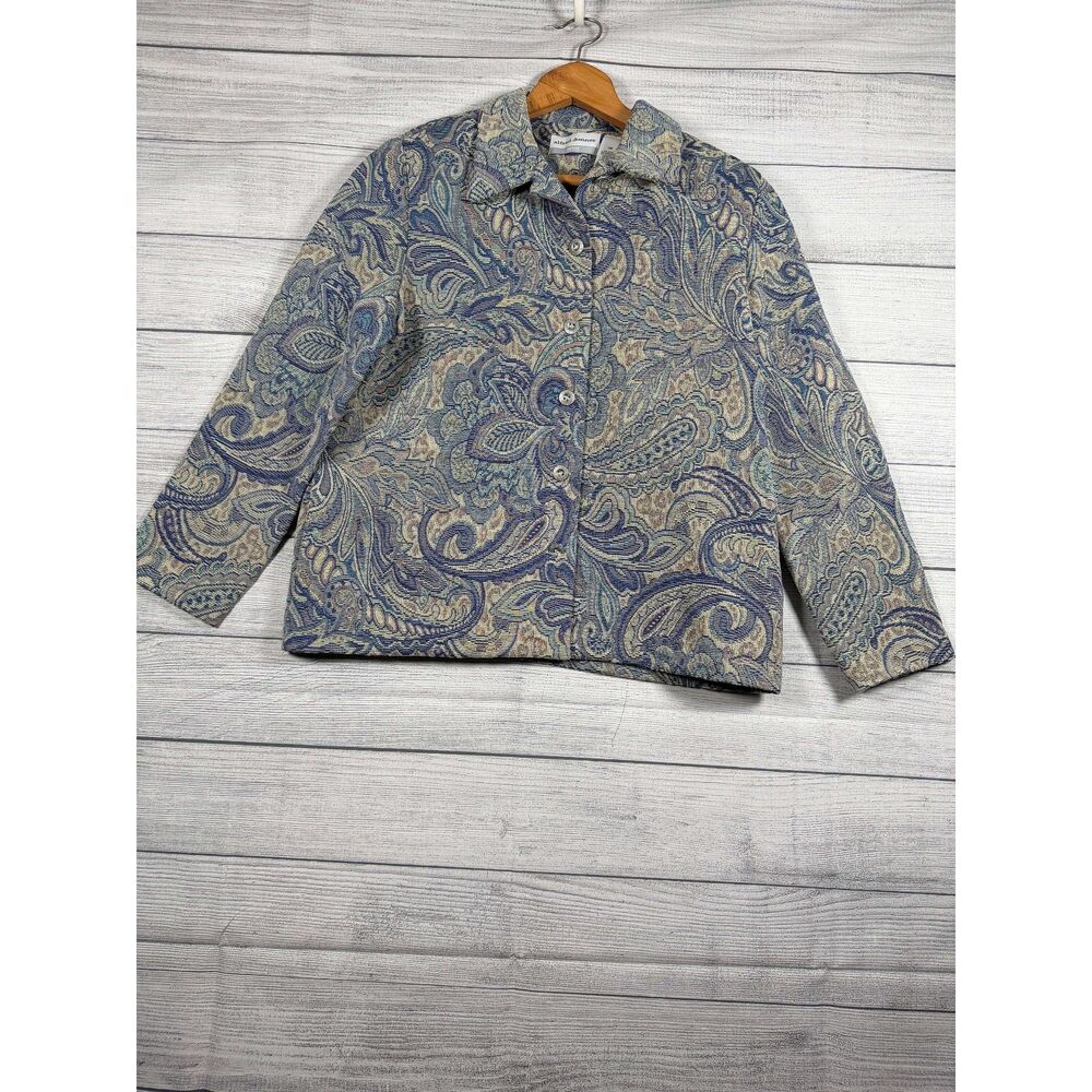 Alfred Dunner Women’s 12P Blue Paisley Tapestry Button Jacket Petite 4191